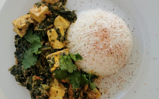 Curry d&rsquo;Epinards et Tofu